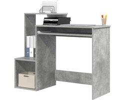 Computerbureau Met Opbergruimte - Werkstation Bureau - Thuiswerken Studeren - Industrieel Beton Grijs Design - 90 X 50 cm - Grijs