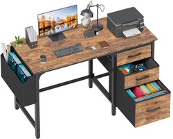 Computerbureau Rustiek Bruin - 120 cm Breed - Metaal En Hout - Voor Gamen En Studeren - Schrijftafel