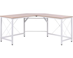 Computerbureau-schrijfbureau-L-vormige werktafel-kantoorbureau-hoekbureau-schuin bureau-naturel MDF-150 x 150 x 76 cm