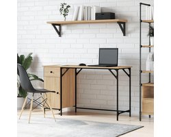 Computerbureau - Schrijftafel Thuiskantoor - Thuiswerken Organiseren - Groot Werkblad - 131x48x75 cm - Sonoma Eiken