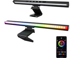 Computermonitor lichtbalk-Slimme LED-schermlamp-Koel warm licht en RGB-achtergrondverlichting-APP- en aanraakbediening-Anti-reflectie-e-Reading Oogverzorgende Bureaulamp-Dimbaar-USB-aangedreven lamp-voor gamen/werken