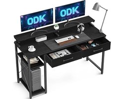 computertafel- 2 laden-120 x 50 x 87 cm-monitorstandaard-bureautafel met boekenkast-kantoortafel voor thuiskantoor
