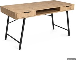 Computertafel Bureau ARDEN / Industrieel / Artisan Eiken / 120 cm / 2 Lades / 1 Plank / Zwarte Poten