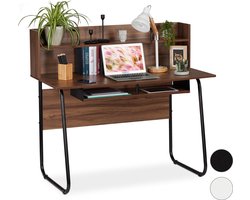 computertafel met opbergruimte - kabeldoorvoer - 109x120x60 cm - computerbureau modern - bruin-zwart