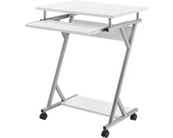 Computertafel Otto - Bureau - Op Wielen - PC Tafel - 60x40x75 cm - Wit - Moderne Look