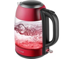 Concept RK4081 waterkoker 1,7 l 2200 W Zwart, Rood, Roestvrijstaal, Transparant