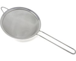 Concorde Keuken vergiet/zeef met steel - metaal - grijs - D18 x L37 cm