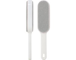 Concorde Kledingborstel/ontpluizer/pluizenverwijderaar - wit/grijs - 24 cm - voor kleding en meubels- kunststof