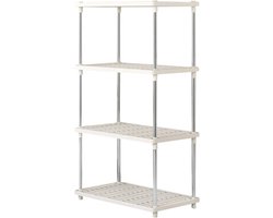 Concorde opbergrek schuur/zolder - kunststof - wit - 80 x 40 x 20 cm - met 4 planken - stellingkast voor berging