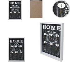 Concorde Sleutelkastje Homedesign - hout - zwart/wit - 30 x 20 cm - 6 sleutelhaakjes