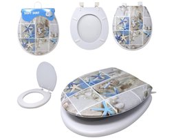 Concorde Toiletbril - strand design - 41 x 35,5 cm - soft seat - wc bril - toiletzitting - universeel - badkameraccessoire