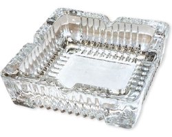 Concorde Vierkante glazen transparante asbak - 10 x 10 x 4 cm - binnen/buiten