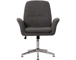 Conferentiestoel MCW-K23, bezoekersstoel gestoffeerde stoel draaibaar met armleuning in hoogte verstelbaar stof/textiel ~ donkergrijs