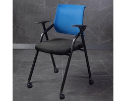 Conferentiestoel - Netwerkstoel - Opleidingszaal - Opvouwbaar ontwerp - 49x57x86 cm - Blauw