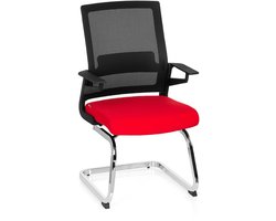 conferentiestoel / sledestoel / stoel INVENTOR V Stof zwart / rood hjh OFFICE