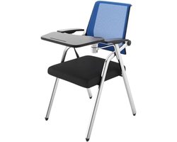 Conferentiestoelen met Bureau - Stapelbare Stoelen - Vergaderruimte Inrichting - Inklapbaar Schrijftablet - Metaalkader - Blauw