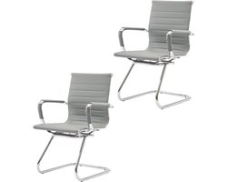 Conferentiestoelen Set - Bezoekersstoelen Grijze - Kantoor Inrichten - Afneembare Armleuningen - 57 x 47 x 91 cm - Grijs