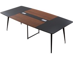 Conferentietafel, Vergadertafel voor 10 Personen, 6-Delige Set, 240 X 120 cm, Bootvormig Ontwerp, Seminartafel, Multifunctionele Tafel, Pauzetafel met Metalen Poten voor Kantoor en Vergaderruimtes
