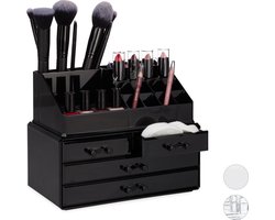 Confibel - Make-up Organizer - Cosmetica Organizer - Verstelbare Lades - Sieraden/Make-up - Cosmetica Opbergdoos - Zwart