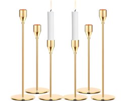 Conische Gouden Kandelaars Set van 6 – Stijlvolle Kaarsenhouders voor Bruiloft, Verjaardag en Diner Decoratie