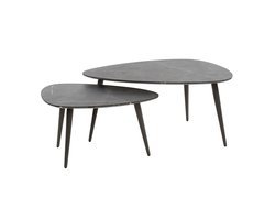 Connie salontafel set van 2 peer vorm - zwart/bruin