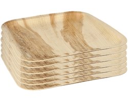 Conpax Wegwerp servies - borden - vierkant - 6x stuks - 25 x 25 cm - biologisch/composteerbaar - milieubewust
