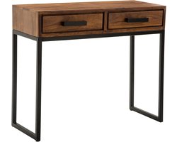 Console Sidetable – Hall Table – Sideboard – Woonkamertafel – Design Meubel – Massief Sheesham Hout – Gepoedercoat Metaal – 90x76x36 cm – Smal & Ruimtebesparend