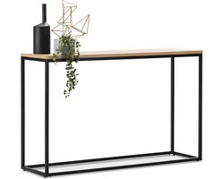 Console tafel Kittilä 80x100x30 cm zwart mat en eikenkleurig