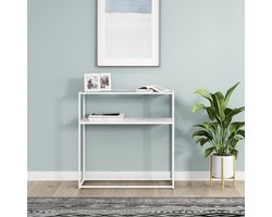 Console tafel Kuhmo sidetable glas 80x80x30 cm wit [en.casa]
