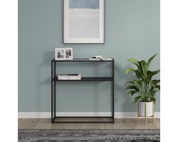 Console tafel Kuhmo sidetable glas 80x80x30 cm zwart [en.casa]