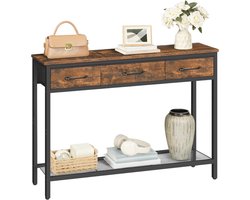 Console Tafel Sidetable Hal Tafel - Ruimtebesparende Opbergoplossing met 3 Lades en Open Schap - Smal Ontwerp voor Hal, Woonkamer en Entree - Industrieel Vintage Design - Entryway Table Smalle Opbergtafel