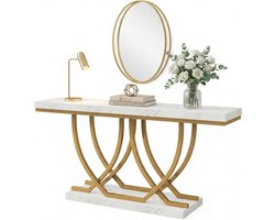 Console Tafel – Sidetable – Haltafel – Sideboard – Marmer Tafel – Wit Goud – 150 cm Breed – Verstelbare Pootjes