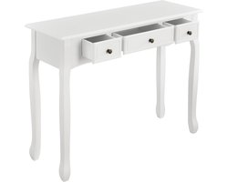 Console tafel sidetafel met 3 lades landelijk 100x35x78 cm wit