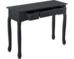 Console tafel sidetafel met 3 lades landelijk 100x35x78 cm zwart