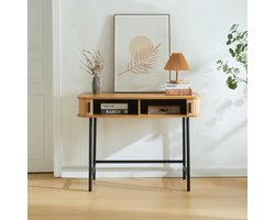 Console tafel Tvedestrand 100x50x76 cm naturel en zwart [en.casa]