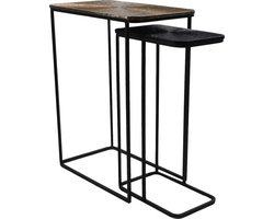 Console Tafelset Fletcher - 60x35x77/40x25x70 - Goud/zwart - Aluminium/Ijzer