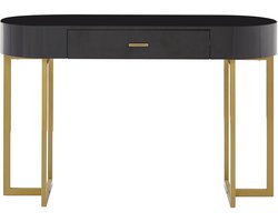 Consolebureau met lade 120x45x76 cm – Zwart Goud Luxe MDF Metalen Poten – Art Deco Bureau voor Thuiswerkplek, Laptoptafel, Smalle Werktafel – Luxe Design Werkbureau – Abkantoor
