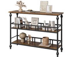 Consoletafel 3 Lagen - Industriële Sidetable met Romeinse Stijl Poten - Smalle Wandtafel - Haltafel voor Entree - Gang en Woonkamer - 109 x 30 x 80 cm