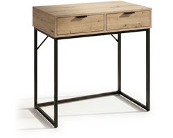 Consoletafel ELANO / Loftstijl / Industrieel / Haltafel / Sidetable met 2 Lades / 80x35x80 cm / Artisan Eiken