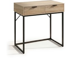 Consoletafel ELANO / Loftstijl / Industrieel / Haltafel / Sidetable met 2 Lades / 80x35x80 cm / Sonoma Eiken