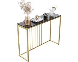 Consoletafel - Halmeubel bijzettafel - Decoratie presenteren - Gesinterd steen blad - 100 x 30 cm - Zwart goud