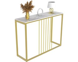 Consoletafel - Halmeubel - Entree Decoratie - Gesinterd Steen - 100 cm - Wit Goud