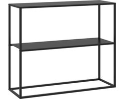 Consoletafel, haltafel, bijzettafel van staal met 2 niveaus en kantelbeveiliging, 90x30x75 cm voor de entree