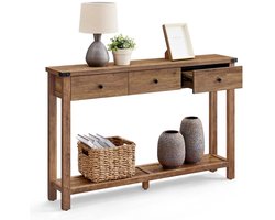 Consoletafel - Hout - 3 Lades & Onderplank - Haltafel