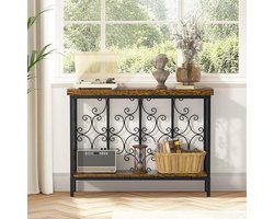 Consoletafel industrieel 108 cm - smal halmeubel met 2 etages, opbergrek van hout en metaal, rustiek bruine gangtafel voor woonkamer, entree en achter de bank | HomeByNicole