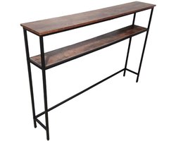 Consoletafel - industrieel - 120x80x20 cm - bruin-zwart - smal - voor hal