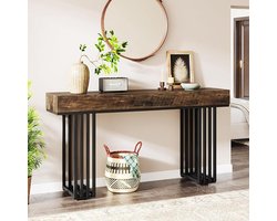 Consoletafel industrieel HomeByNicole – Smalle houten tafel met metalen frame, vintage design, 140 cm, ideaal voor hal, woonkamer of entree, robuust en stijlvol