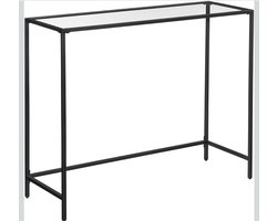 Consoletafel, ingangstafel, bankpunt, tafelblad van gehard glas, eenvoudige montage, verstelbare poten, voor woonkamer, entree, hal, zwart en transparant