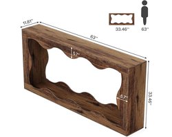 Consoletafel landelijke stijl HomeByNicole – Scalloped Golvende Design Haltafel, Smalle Woonkamer Entreetafel met Opbergruimte, 2 Verdiepingen, Bruin, 160x30x85 cm