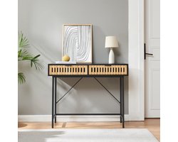 Consoletafel Luniehti met 2 lades zwart en naturel 100x40x75 cm [en.casa]